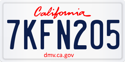 CA license plate 7KFN205