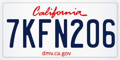 CA license plate 7KFN206