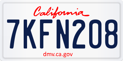 CA license plate 7KFN208