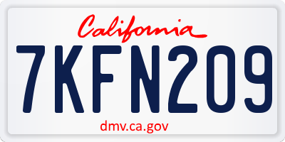 CA license plate 7KFN209