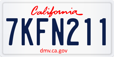 CA license plate 7KFN211