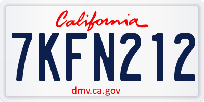 CA license plate 7KFN212
