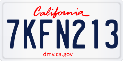 CA license plate 7KFN213