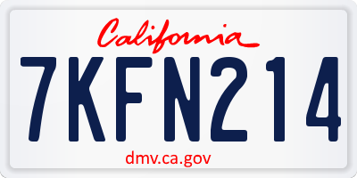 CA license plate 7KFN214