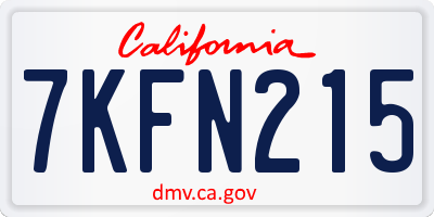 CA license plate 7KFN215