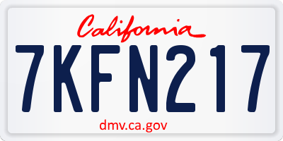 CA license plate 7KFN217
