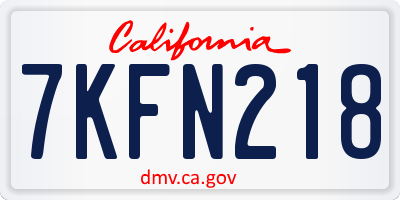 CA license plate 7KFN218