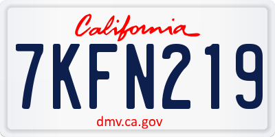 CA license plate 7KFN219