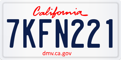 CA license plate 7KFN221
