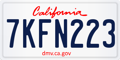 CA license plate 7KFN223