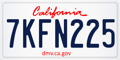 CA license plate 7KFN225