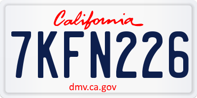 CA license plate 7KFN226