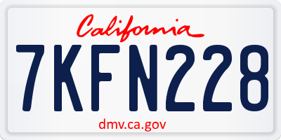 CA license plate 7KFN228