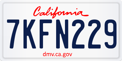 CA license plate 7KFN229