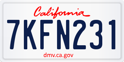 CA license plate 7KFN231