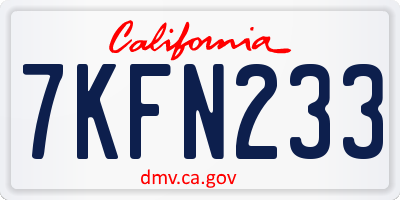 CA license plate 7KFN233