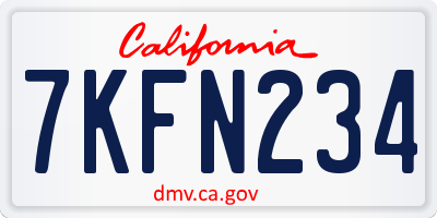 CA license plate 7KFN234