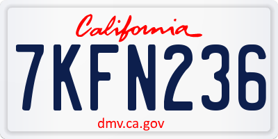 CA license plate 7KFN236