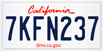 CA license plate 7KFN237