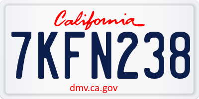 CA license plate 7KFN238