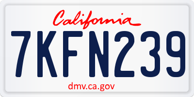 CA license plate 7KFN239