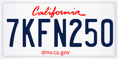 CA license plate 7KFN250