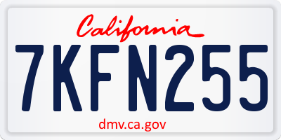 CA license plate 7KFN255