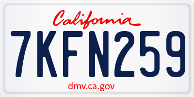 CA license plate 7KFN259