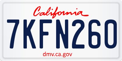 CA license plate 7KFN260