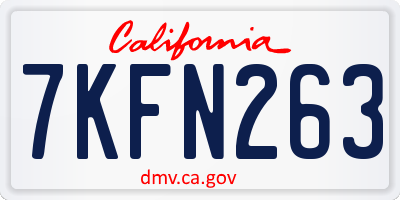CA license plate 7KFN263