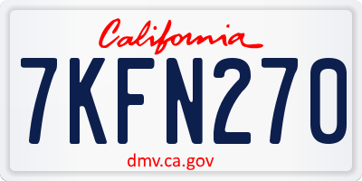 CA license plate 7KFN270