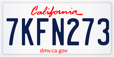 CA license plate 7KFN273