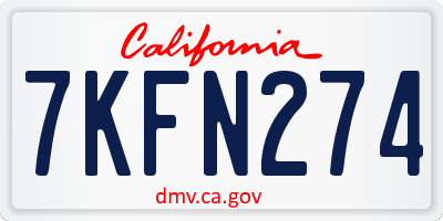 CA license plate 7KFN274