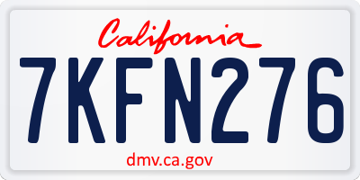 CA license plate 7KFN276