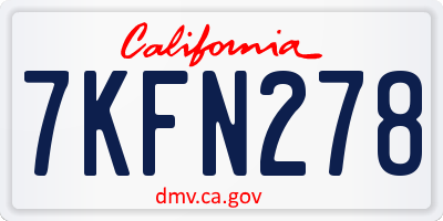 CA license plate 7KFN278