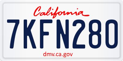 CA license plate 7KFN280