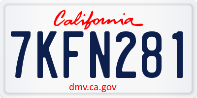 CA license plate 7KFN281