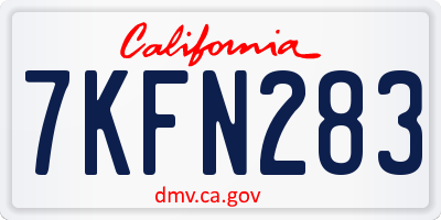 CA license plate 7KFN283
