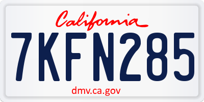 CA license plate 7KFN285