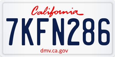 CA license plate 7KFN286