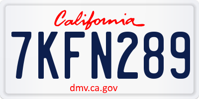 CA license plate 7KFN289