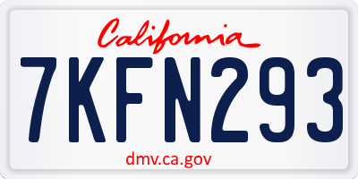 CA license plate 7KFN293