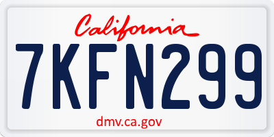 CA license plate 7KFN299