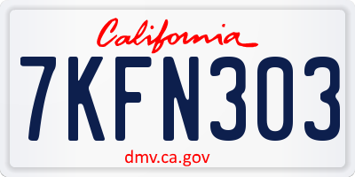 CA license plate 7KFN303