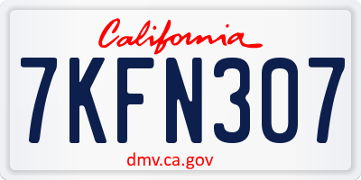 CA license plate 7KFN307