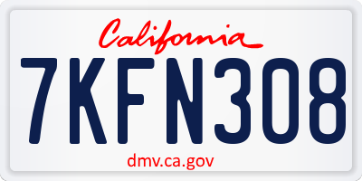 CA license plate 7KFN308