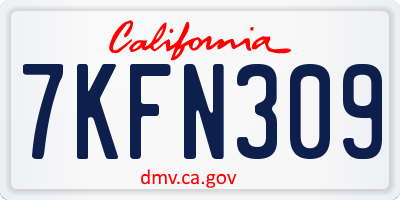 CA license plate 7KFN309