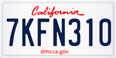 CA license plate 7KFN310
