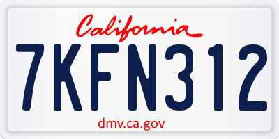CA license plate 7KFN312