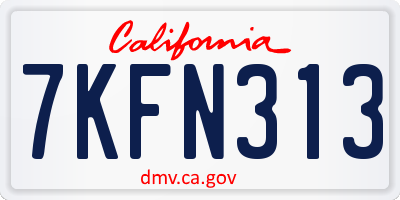CA license plate 7KFN313